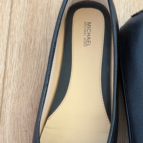 Michael Kors Black Leather Flats with Logo Accent - Picture 6 of 6
